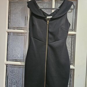 Calvin Klein Black Mini Dress with Gold Zipper